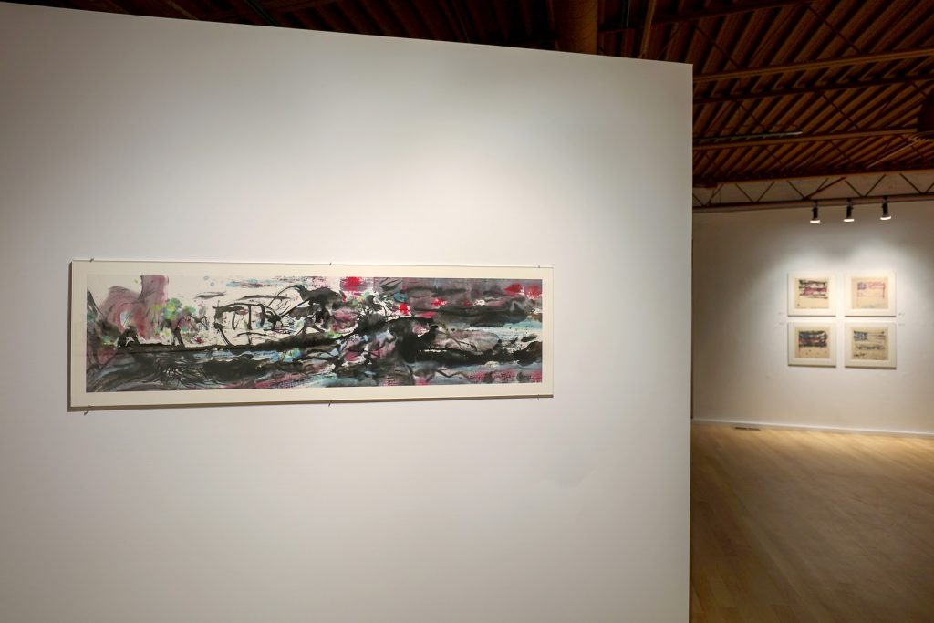 Abstract paintings by Lianjie Zheng in Moberg Gallery exhibit